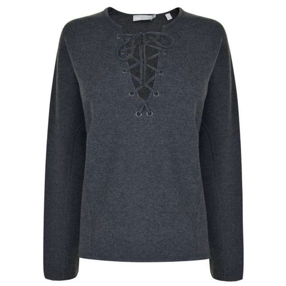 Vince merino wool and cashmere bled Charcoal Lace-Up Sweatshirt xs